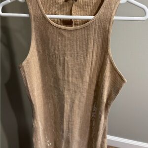 Express Beige/Giod Sequined Dress Brand New Never Worn